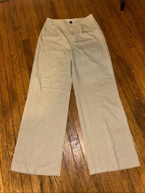Pull&Bear Beige Pinstripe Wide Leg Trousers